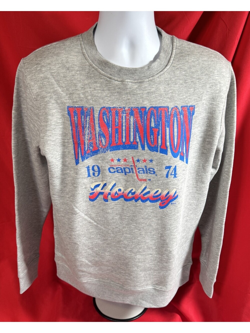 Washington Capitals Gray Heritage Sweatshirt Distressed Fanatics Womens XL NWT
